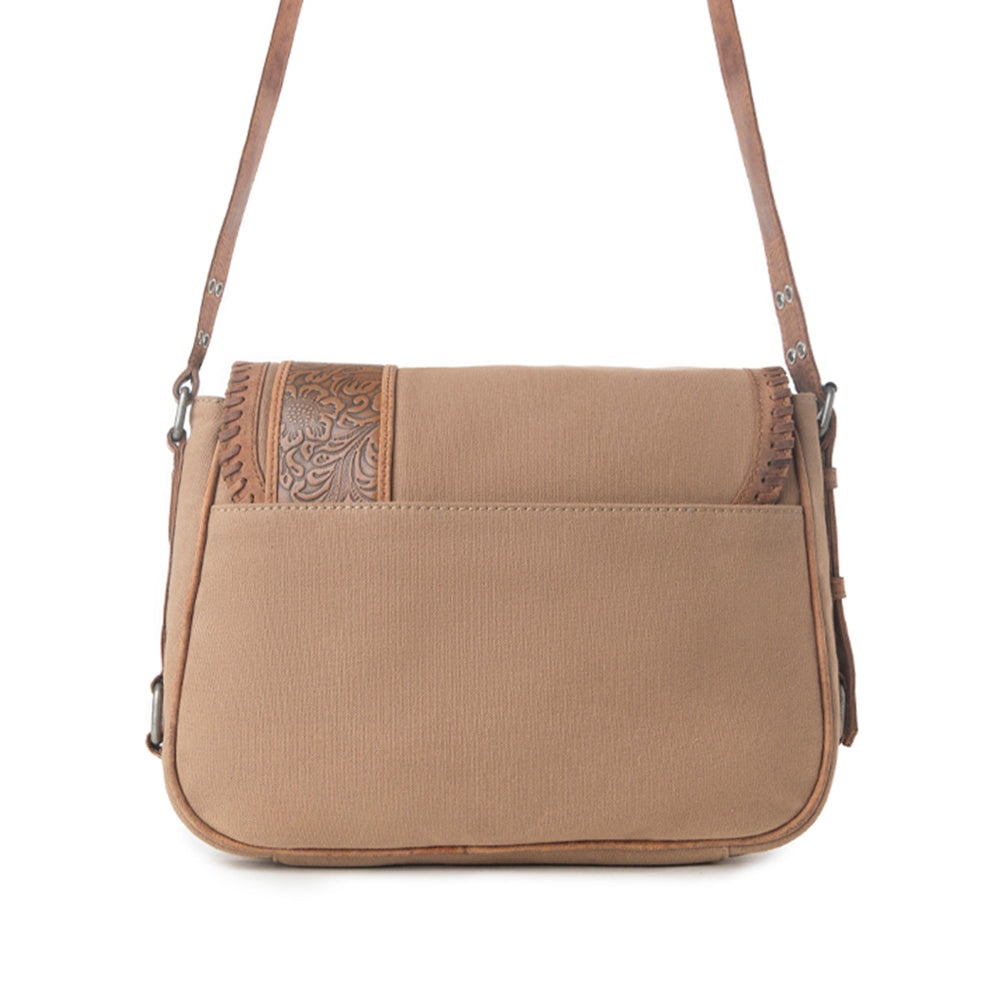 Sac porté épaule en cuir Travels de Myra Outlaw, coloris Sable brûlé
