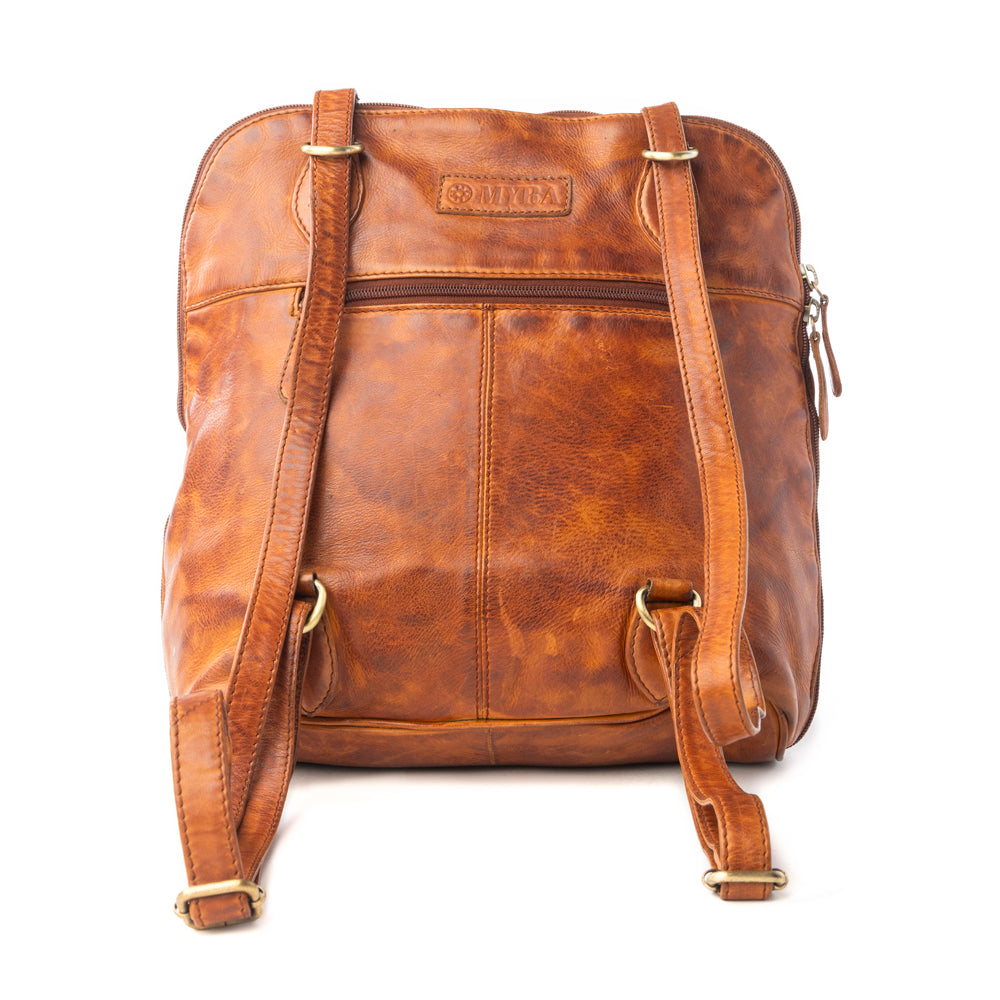 Sac en cuir véritable Myra Hearthfire à boucle, coloris marron cognac