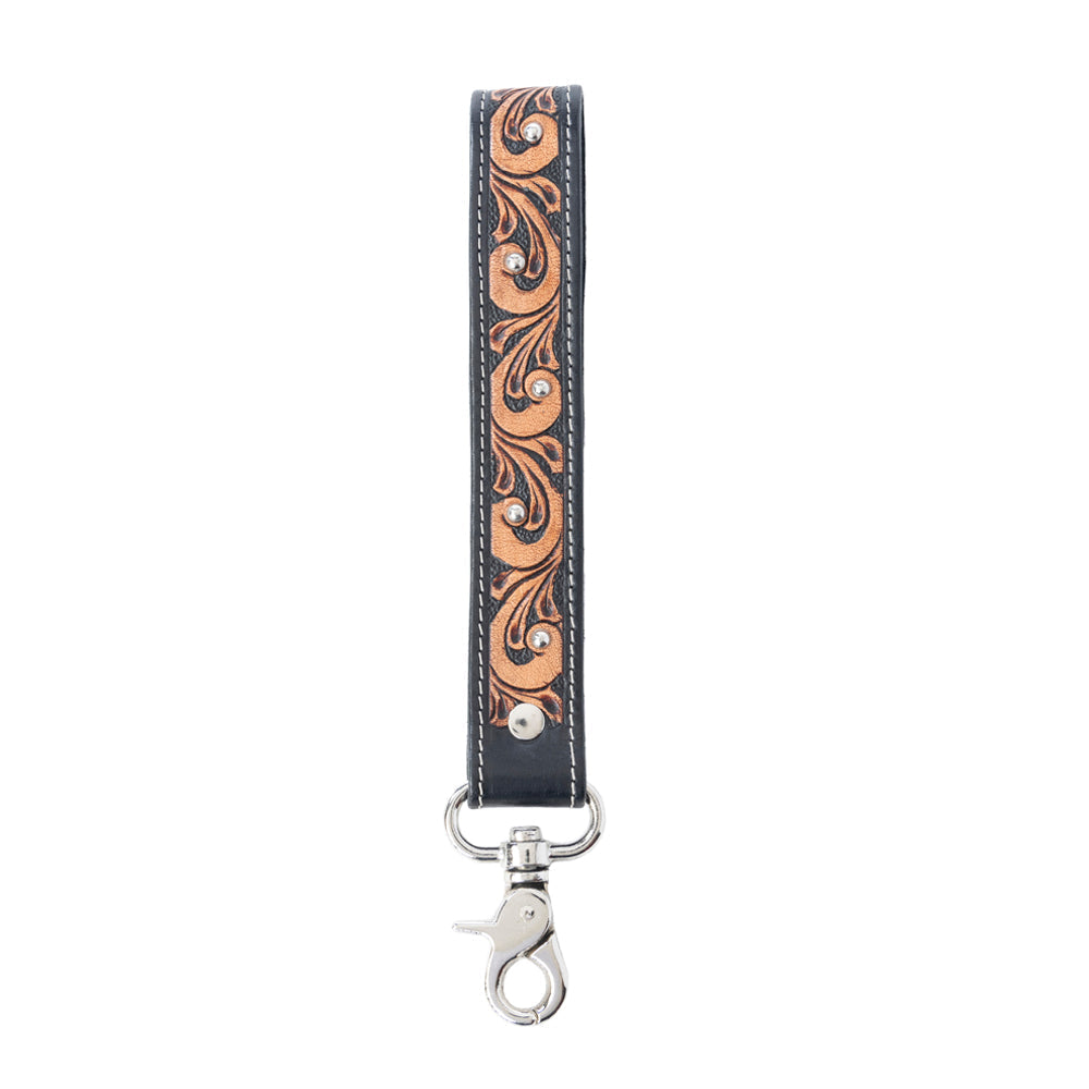 Porte-clés en cuir ciselé Myra Western Whirl, brun désert
