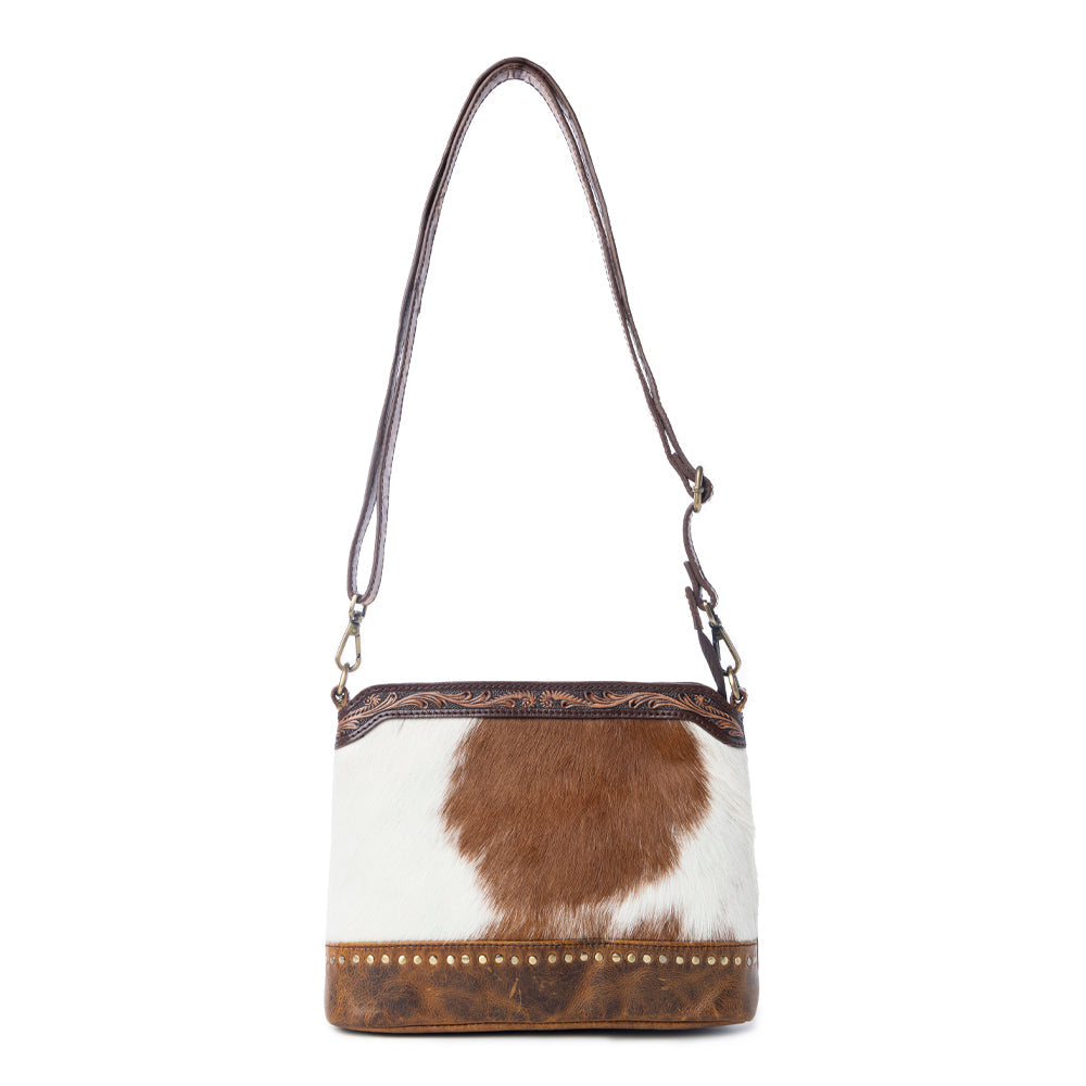 Sac en cuir clouté Myra Prairie Forge Hairon en marron rodéo