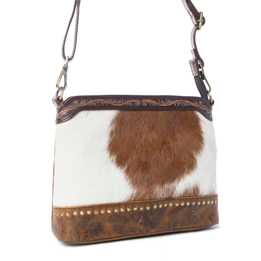 Sac en cuir clouté Myra Prairie Forge Hairon en marron rodéo