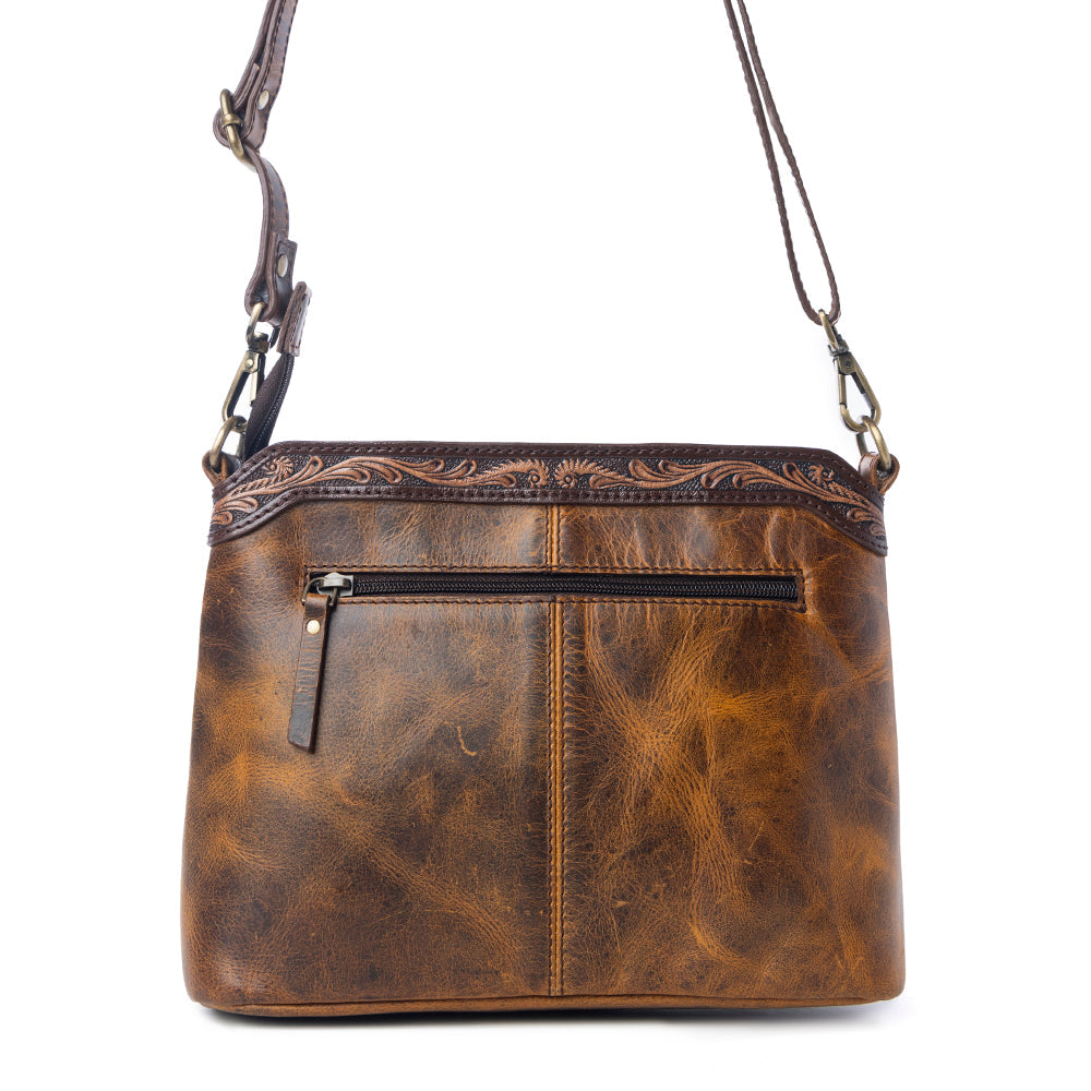 Sac en cuir clouté Myra Prairie Forge Hairon en marron rodéo