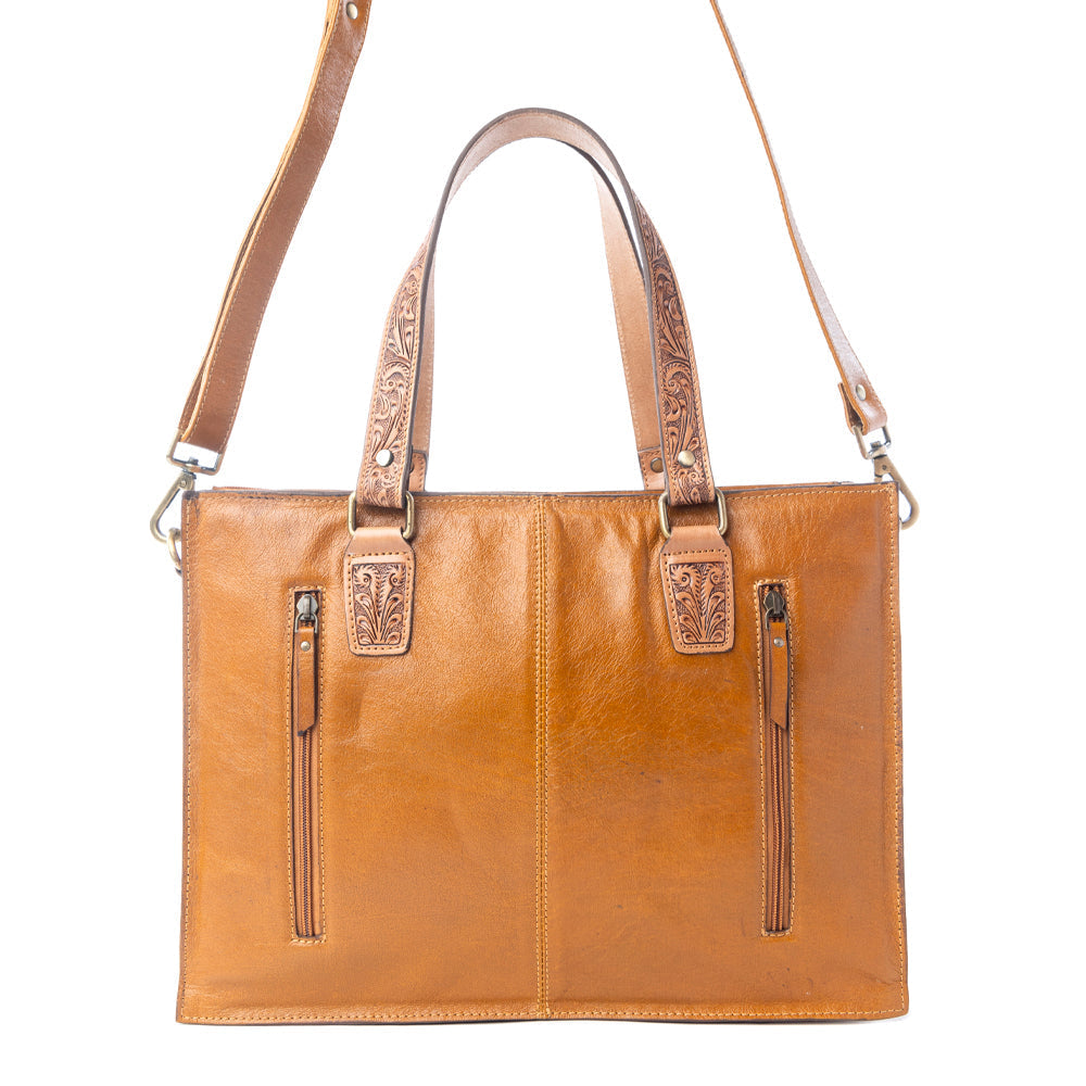 Sac à main Myra Desert Jewel en cuir Timber Brown avec tannage manuel et dissimulation d'arme à feu