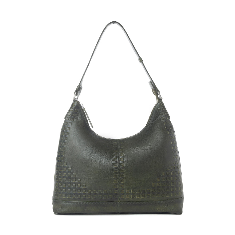 Sac en cuir au tannage végétal Myra Zidana Marlowe Dusk, coloris Twilight Smoke