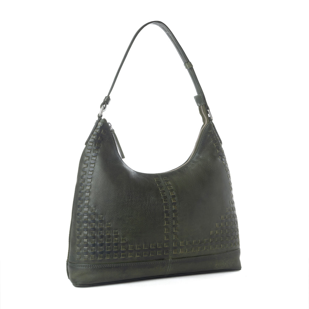 Sac en cuir au tannage végétal Myra Zidana Marlowe Dusk, coloris Twilight Smoke