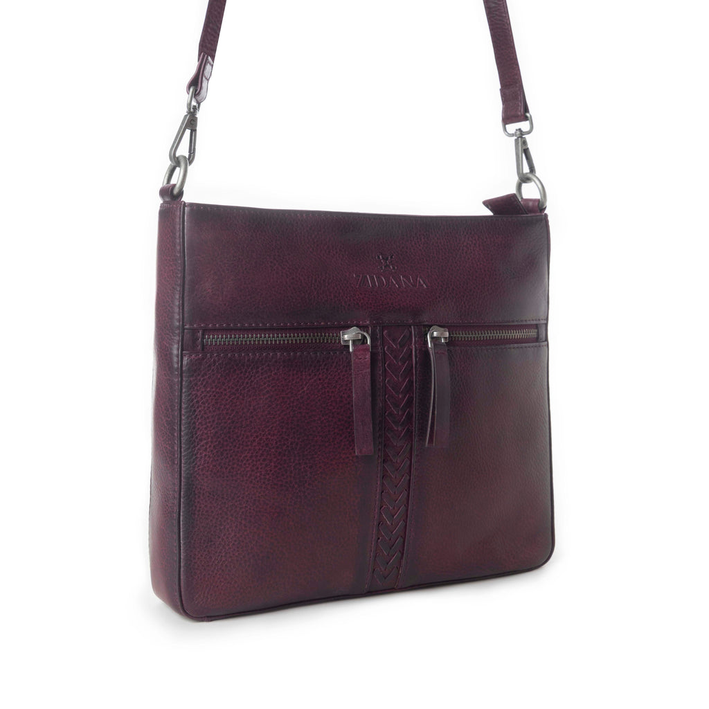 Sac à bandoulière en cuir végétal tanné Myra Zidana El Paso Twin en couleur marron Mesa