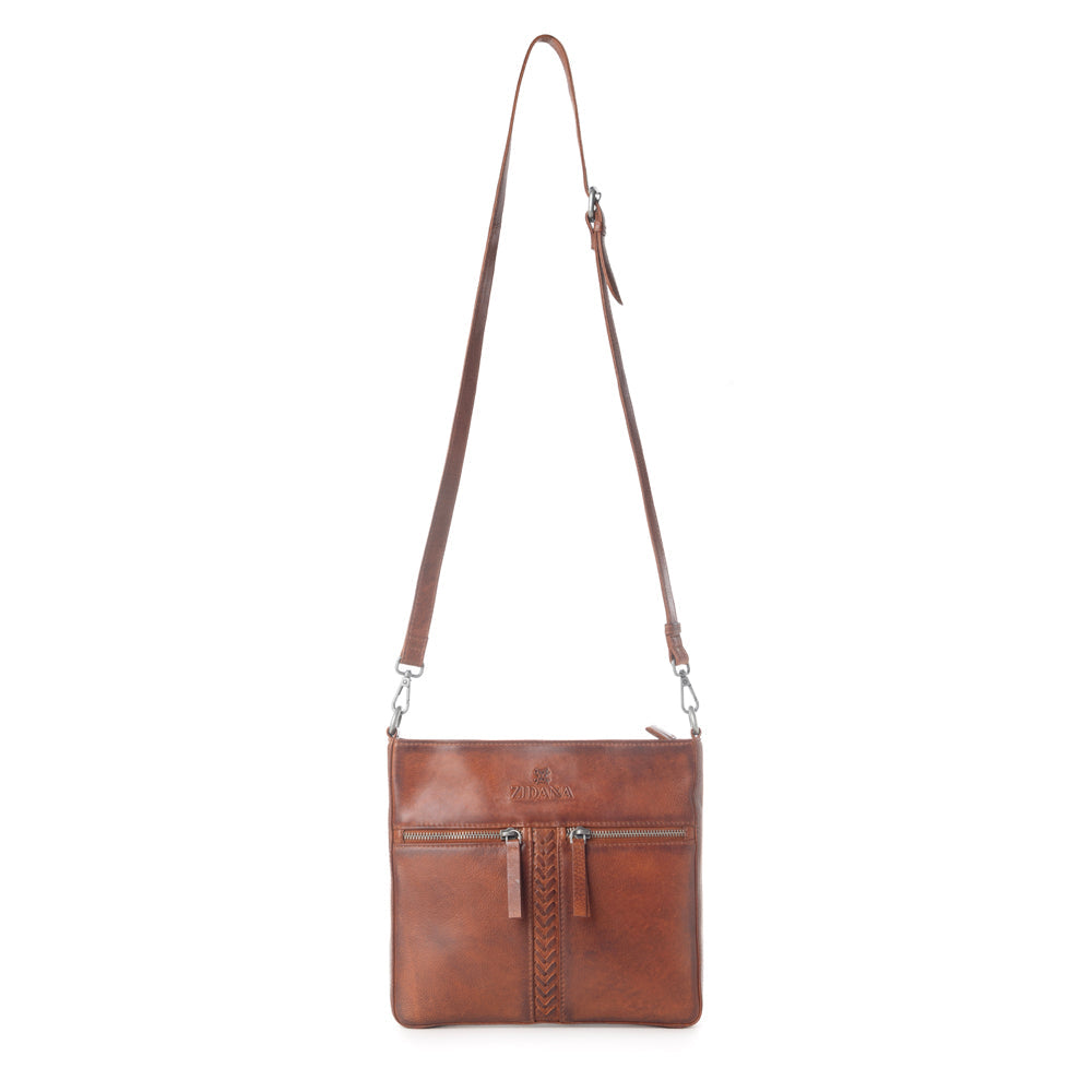 Sac bandoulière en cuir végétal Myra Zidana El Paso Twin en rouge Wildwood