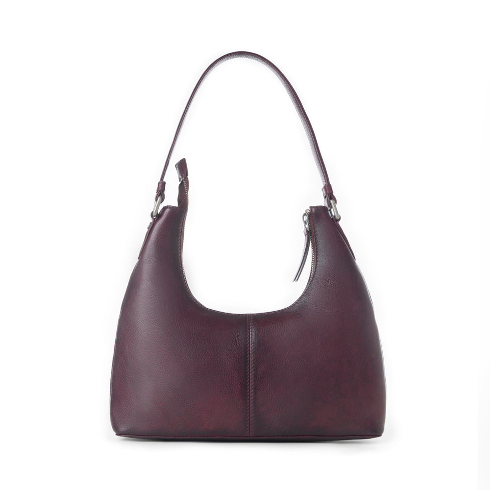 Myra Zidana Winchester Loop Veg Tanned Leather Shoulder Bag in Saddle Rose