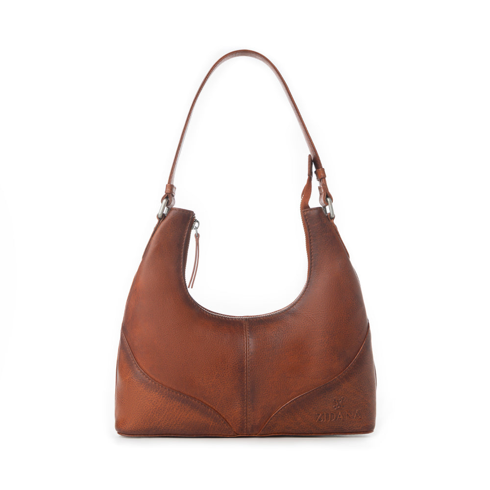 Sac à bandoulière en cuir tanné végétal Myra Zidana Winchester Loop couleur « Maple Glaze »