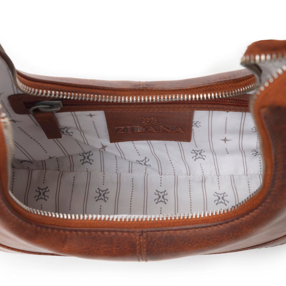 Sac à bandoulière en cuir tanné végétal Myra Zidana Winchester Loop couleur « Maple Glaze »