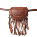 Sac en cuir tanné végétal Myra Zidana Stormy Trails à franges, coloris Vintage Ember