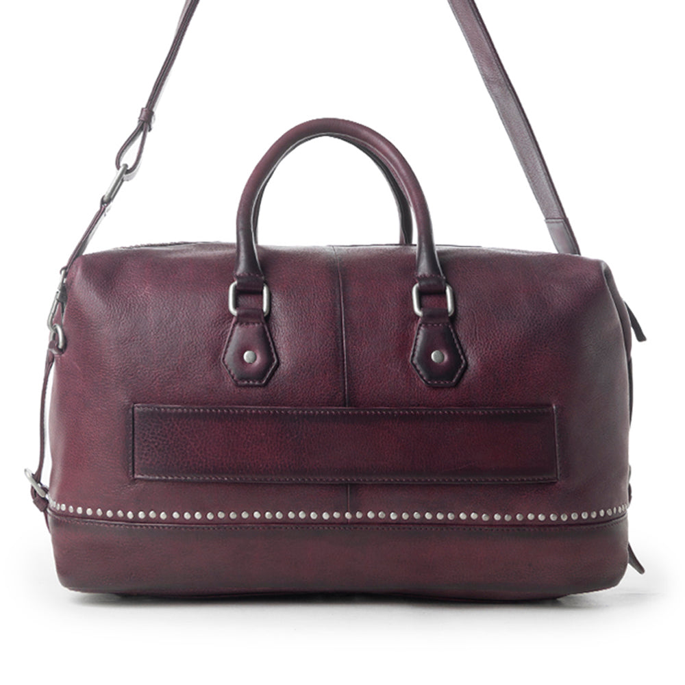 Sac de voyage Myra Zidana en cuir tanné végétal coloris Dusty Berry