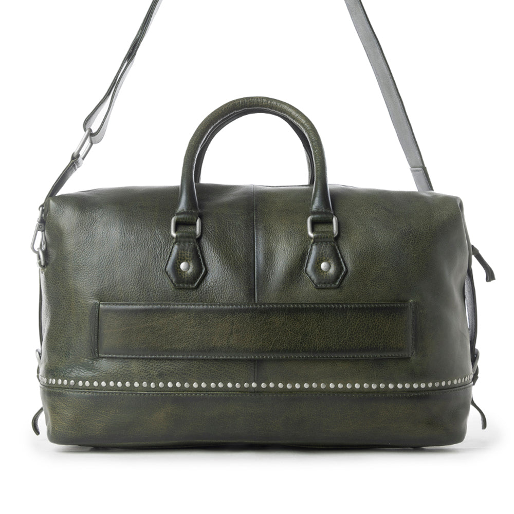 Sac de voyage en cuir tanné végétal Myra Zidana Sundown Plains vert sauge