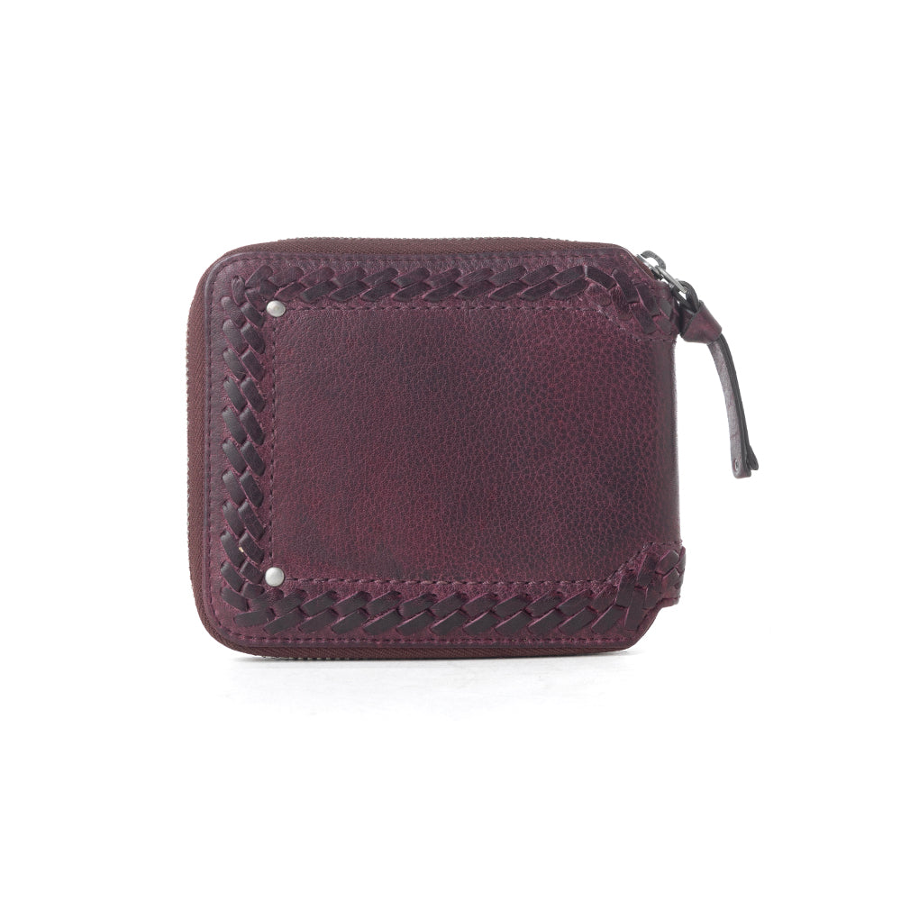 Portefeuille en cuir tanné végétal Myra Zidana Dante pour homme en Prunier