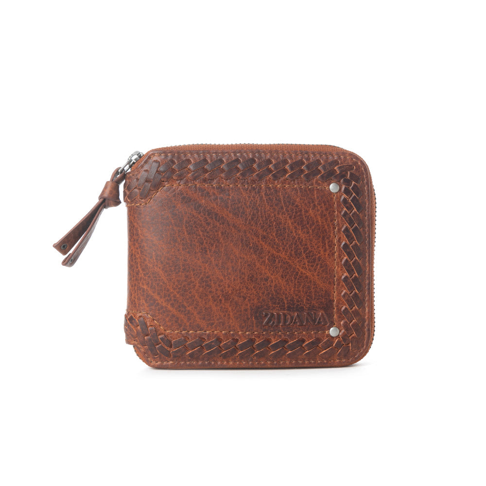 Portefeuille Myra Zidana Dante pour hommes en cuir tanné végétal coloris Cuivre Sierra