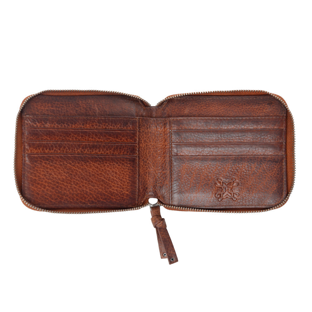 Portefeuille Myra Zidana Dante pour hommes en cuir tanné végétal coloris Cuivre Sierra