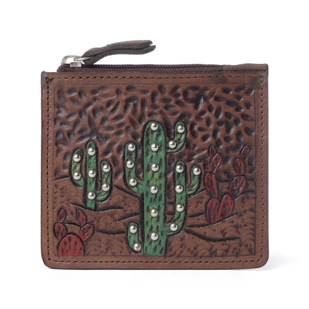 Porte-cartes en cuir ciselé Myra Briar Creek Sage Tan