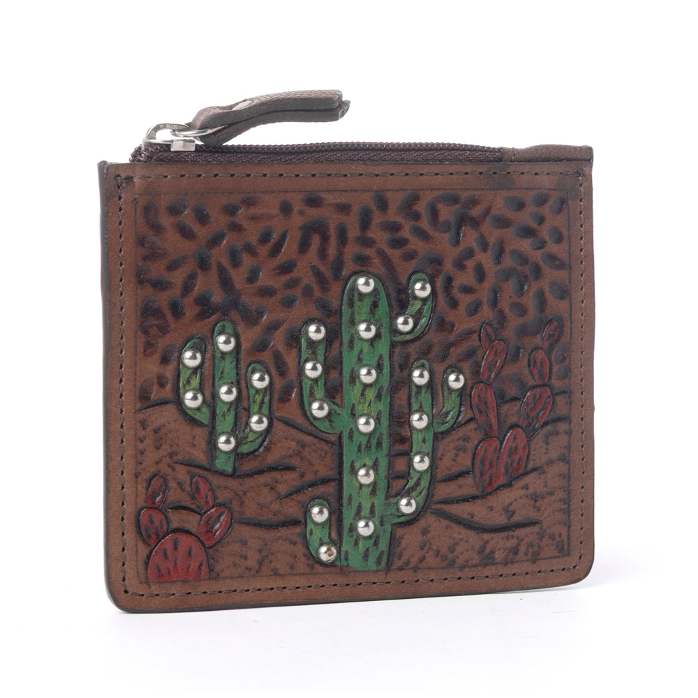 Porte-cartes en cuir ciselé Myra Briar Creek Sage Tan