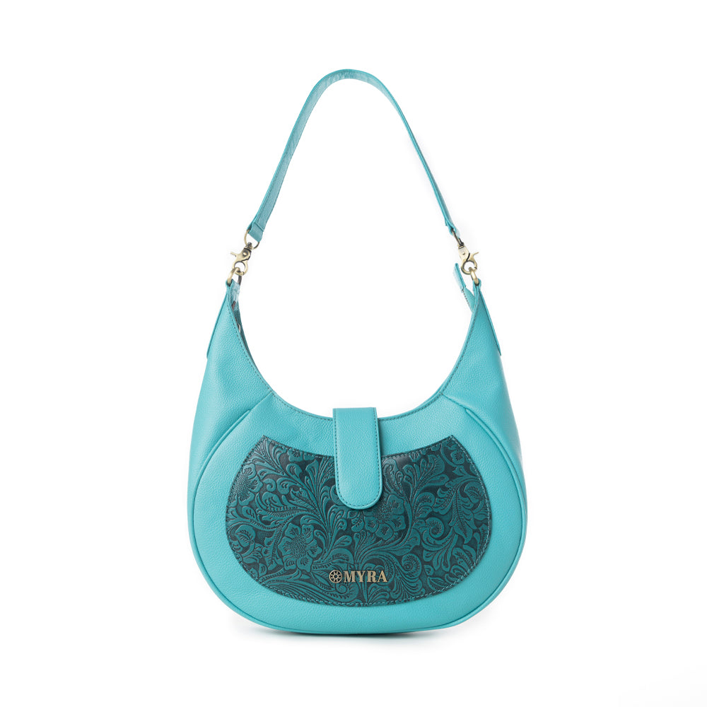 Sac en cuir gaufré Myra Alanna Prairie Aqua