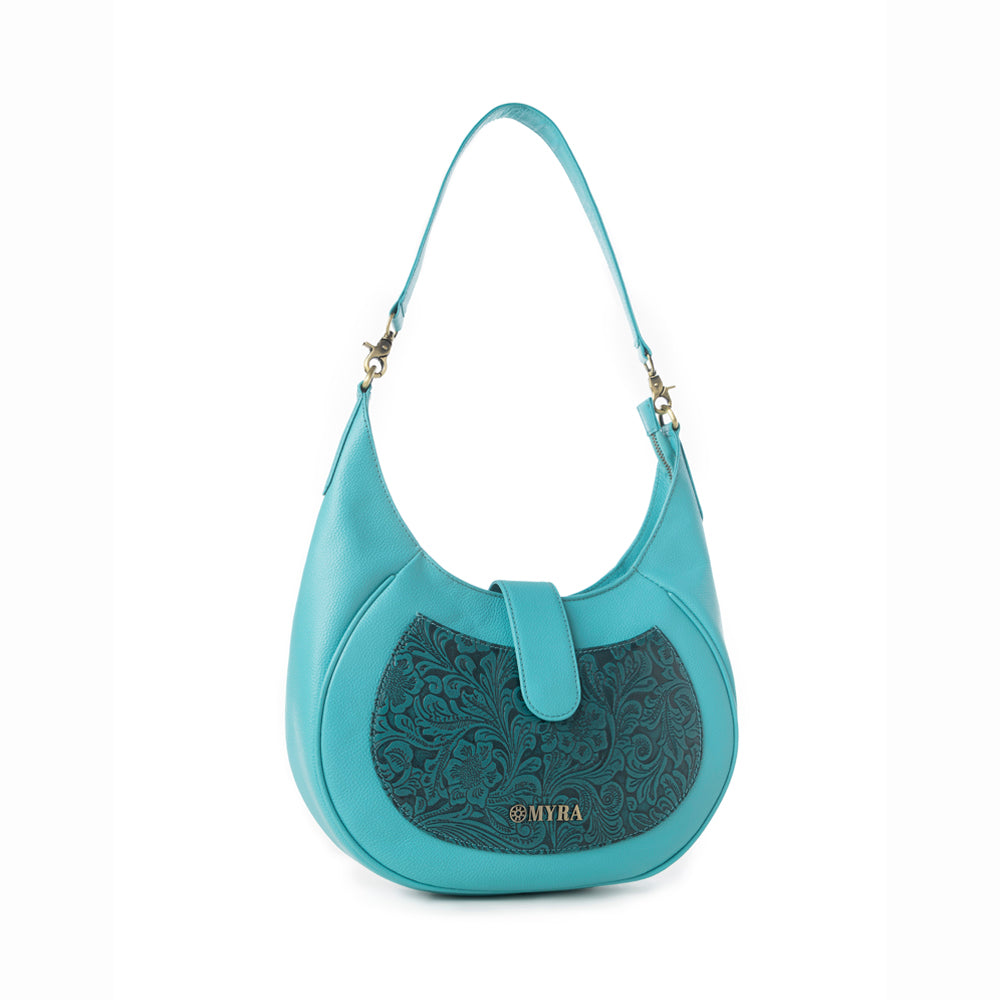 Sac en cuir gaufré Myra Alanna Prairie Aqua