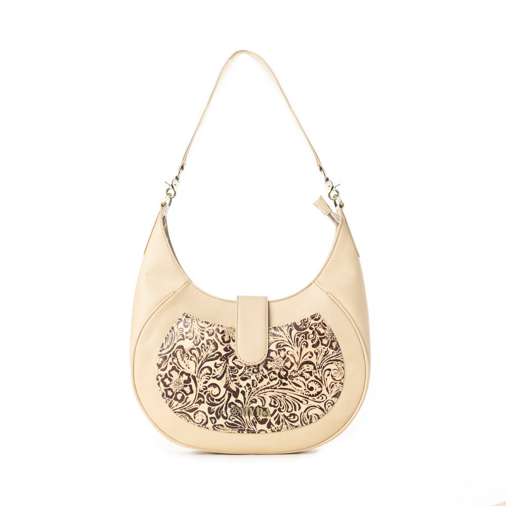 Sac Myra Alanna en cuir embossé Vanille Noire