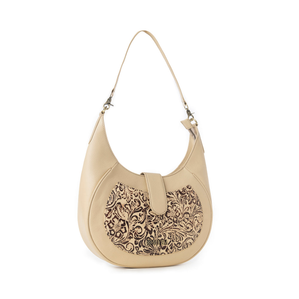 Sac Myra Alanna en cuir embossé Vanille Noire