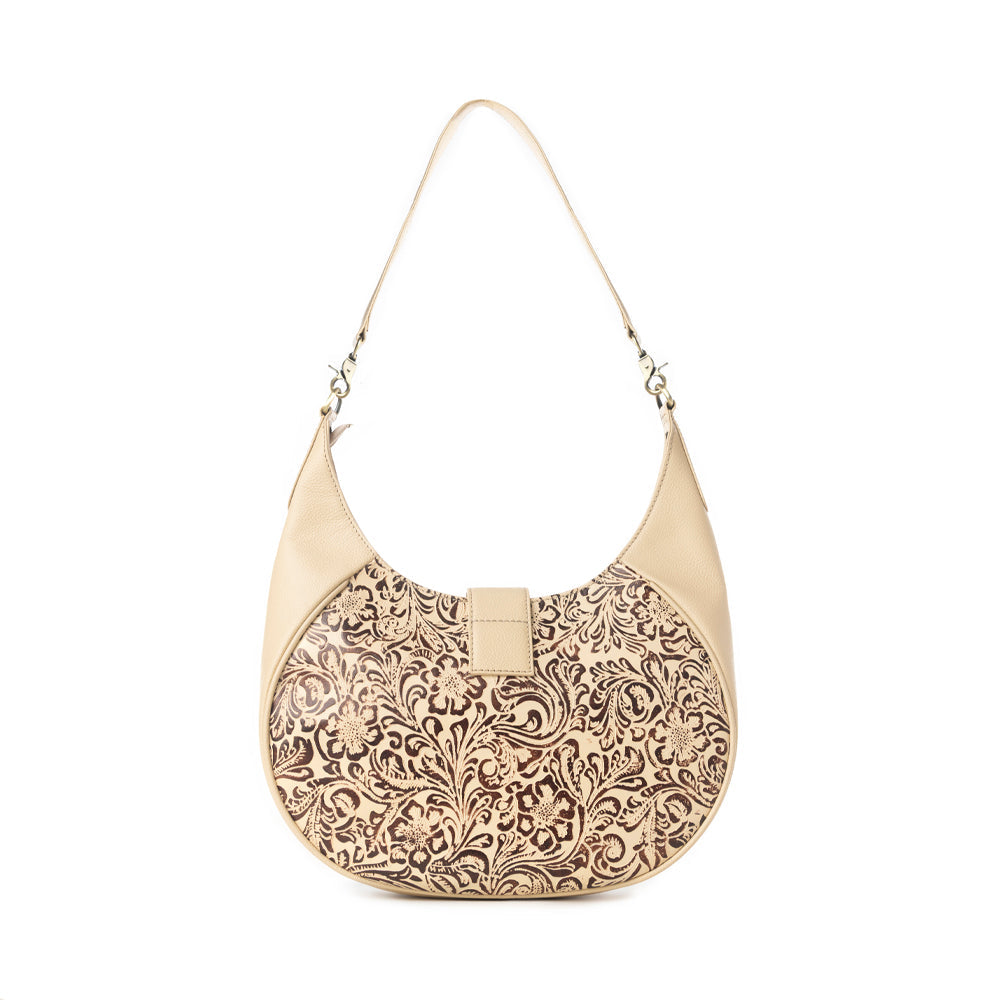 Sac Myra Alanna en cuir embossé Vanille Noire