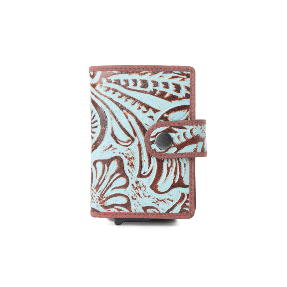 Porte-cartes en cuir Myra Palamino Bloom, coloris Canyon Teal