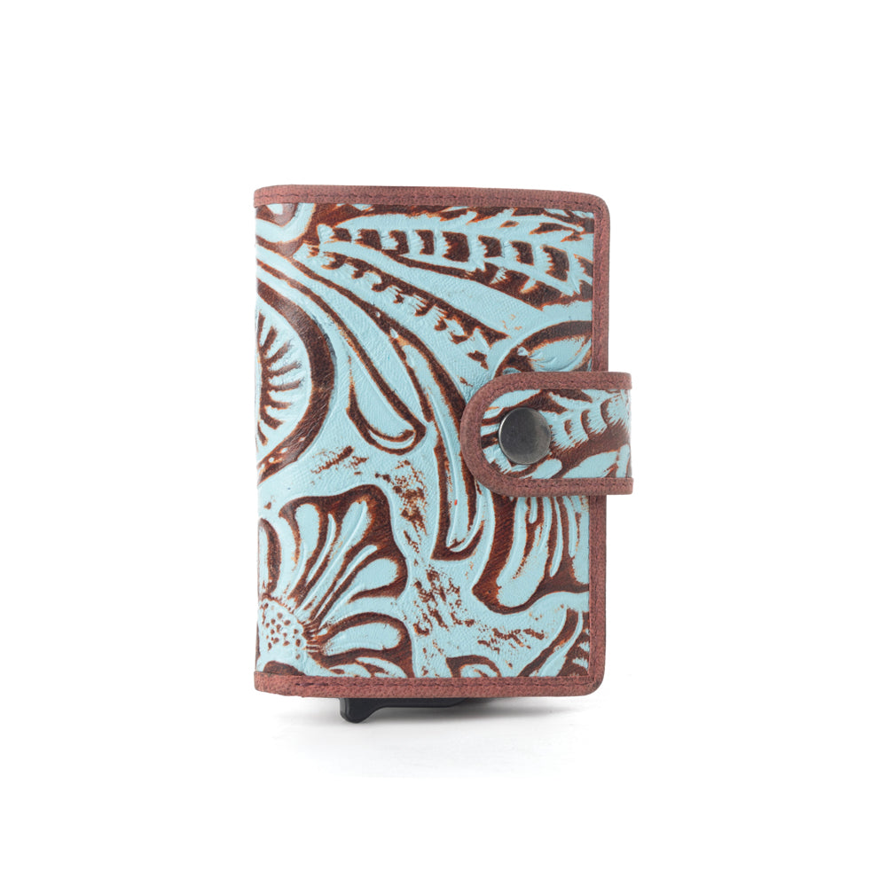 Porte-cartes en cuir Myra Palamino Bloom, coloris Canyon Teal