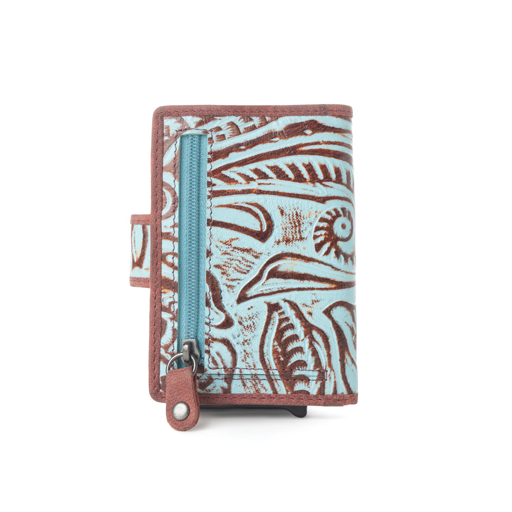 Porte-cartes en cuir Myra Palamino Bloom, coloris Canyon Teal