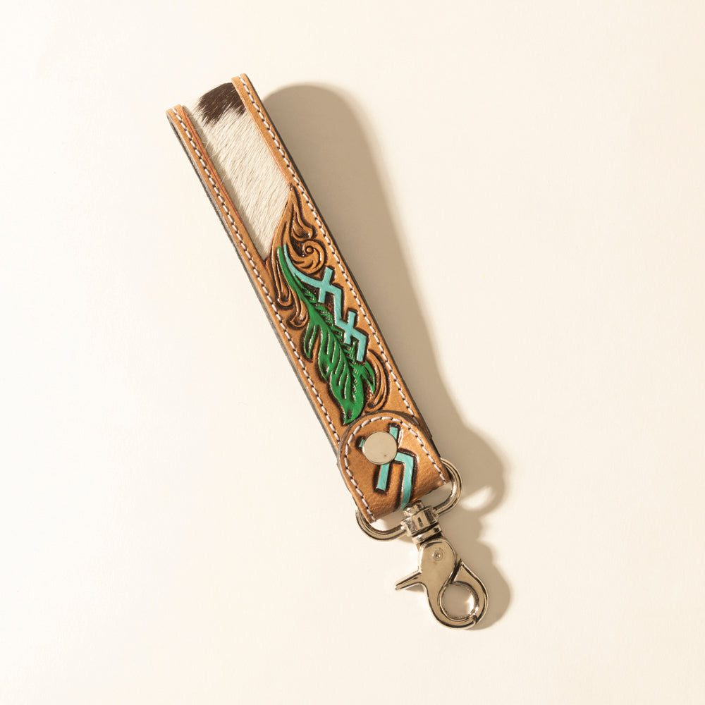 Porte-clés en cuir ciselé Myra Soaring Bloom Dakota Teal