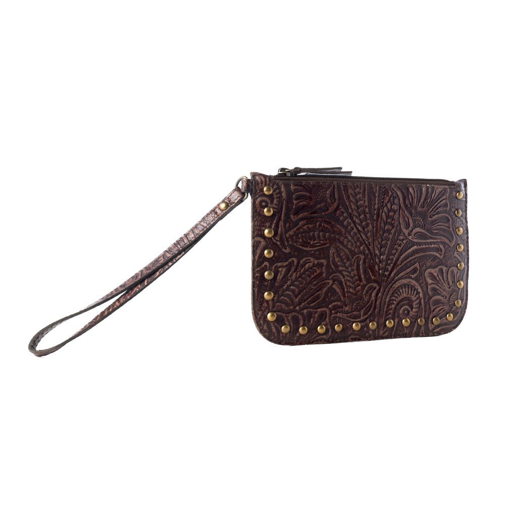 Portefeuille occidental Myra Petalwild pour femmes en marron avec détails en relief