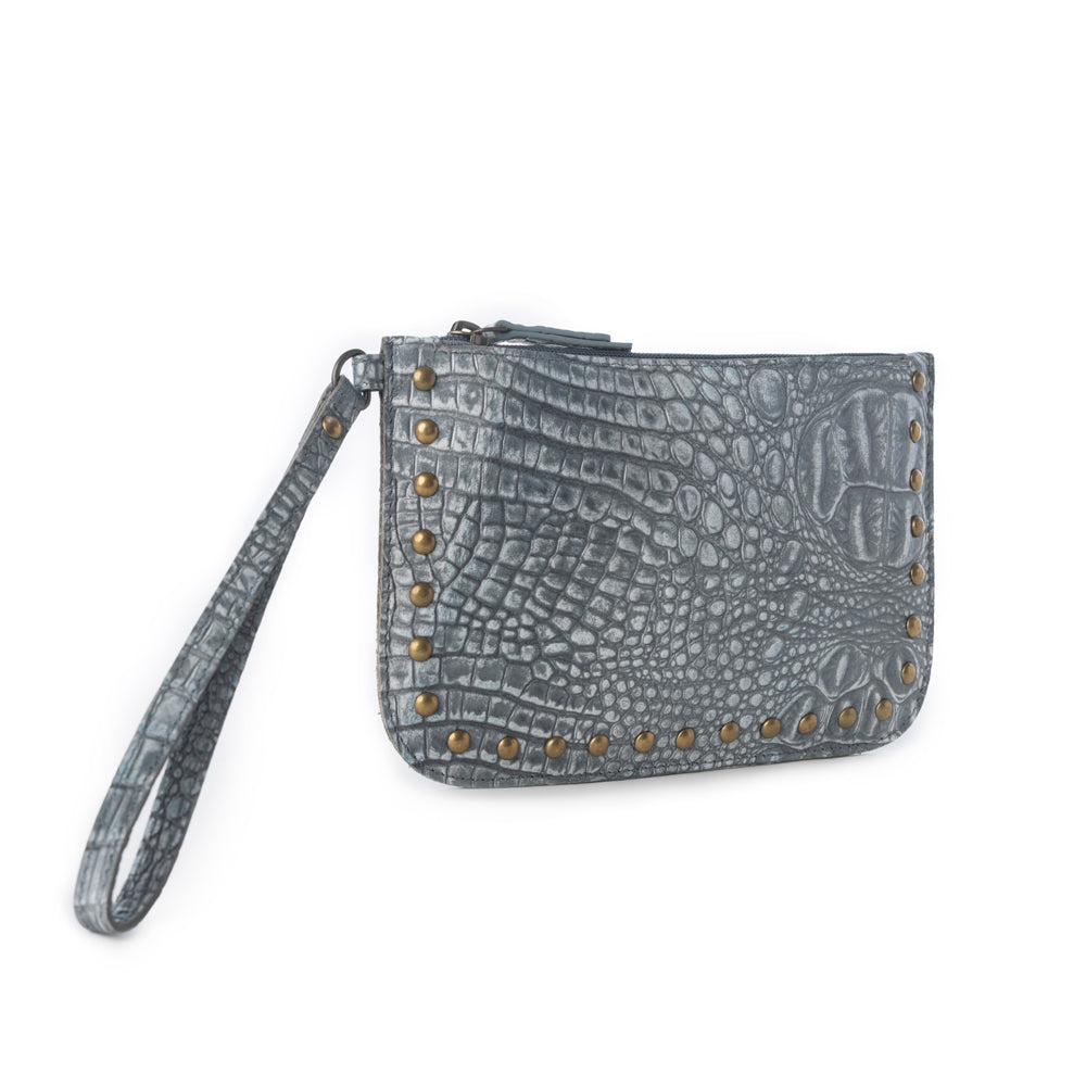 Portefeuille occidental Myra Petalwild pour femme en sauge bleue avec détails gaufrés