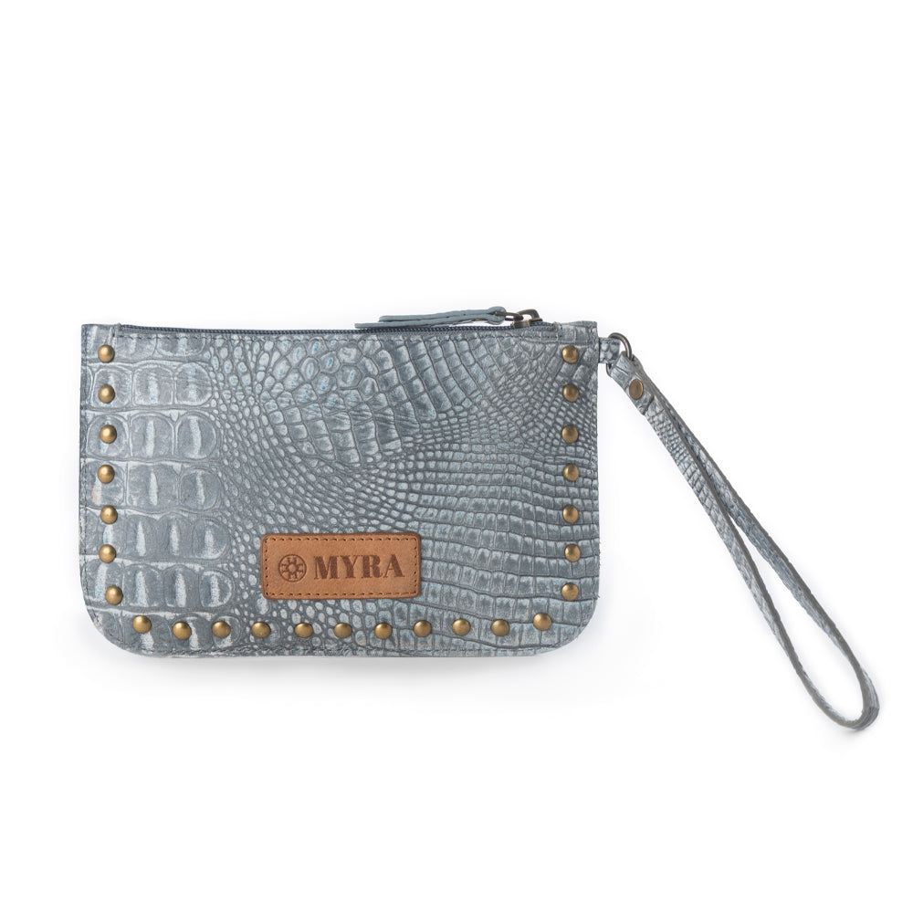 Portefeuille occidental Myra Petalwild pour femme en sauge bleue avec détails gaufrés