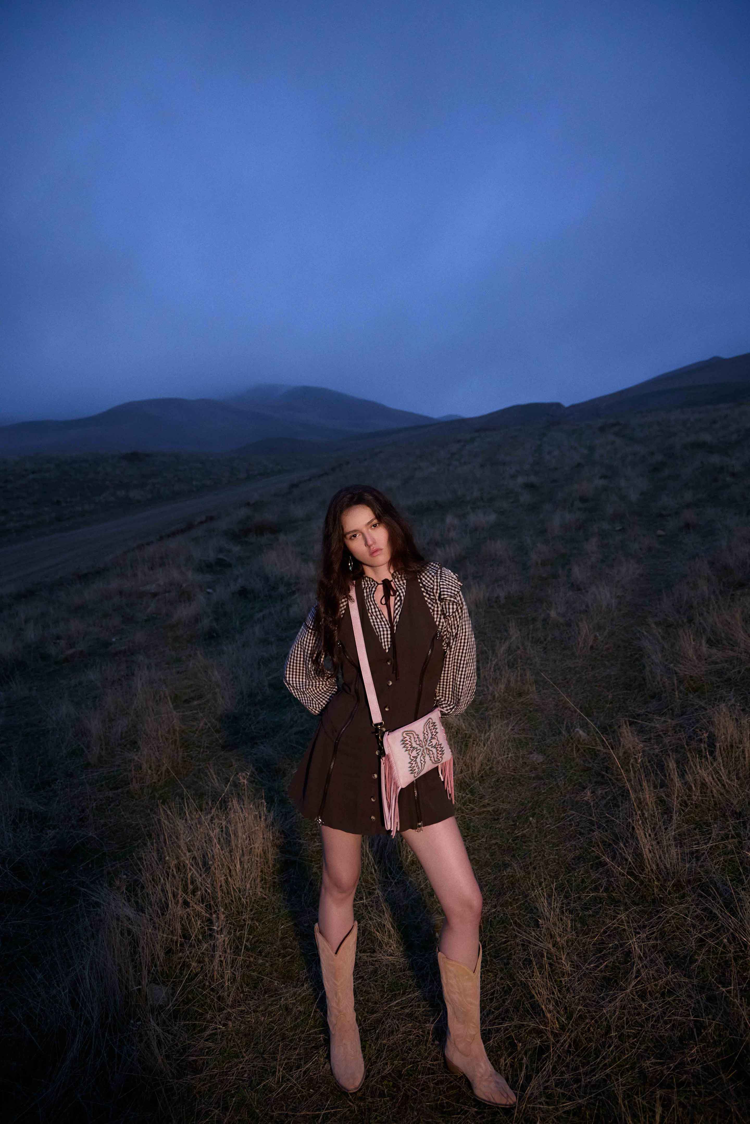 Sac en cuir à franges Myra ThunderFly rose blush Sundown