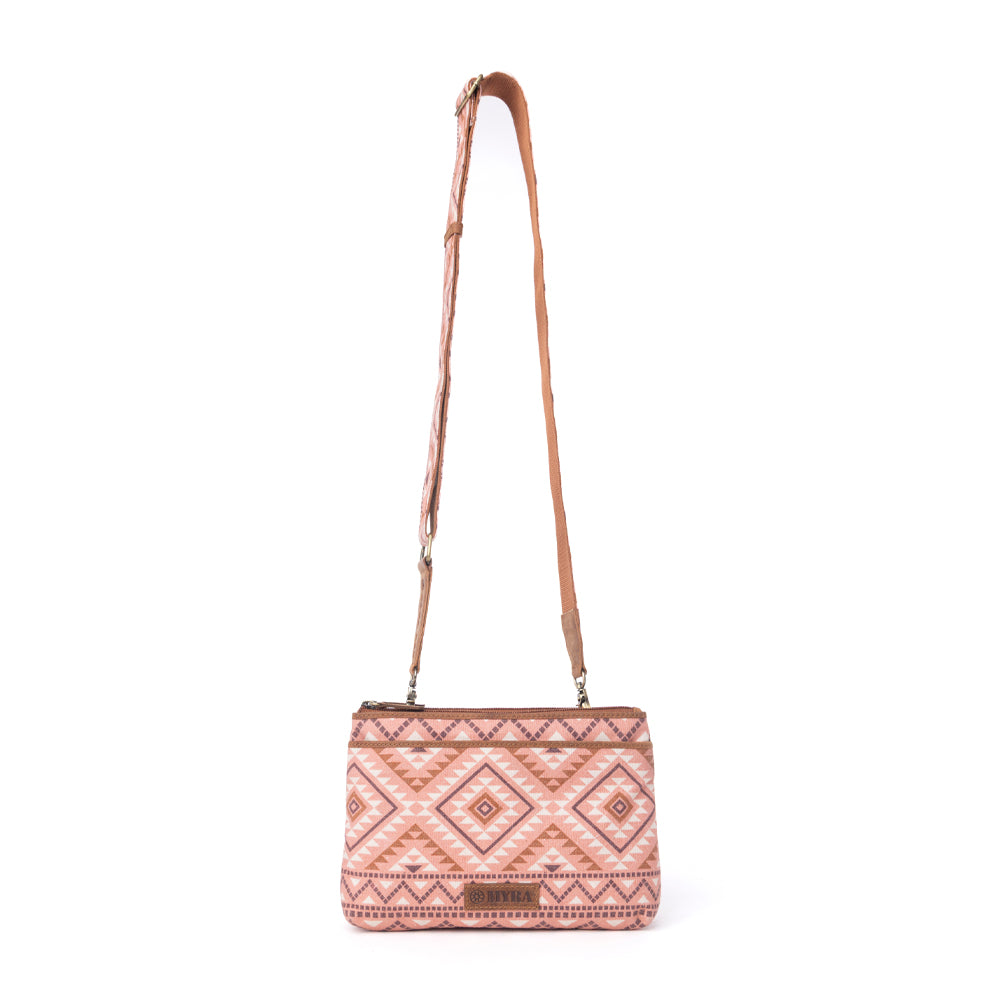 Sac bandoulière Myra Tribal Hollow en coton et cuir, coloris Terra Cider