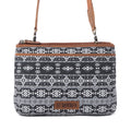 Sac bandoulière Myra Tribal Hollow en coton et cuir Onyx de minuit