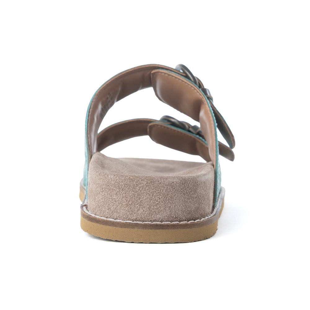 Sandales en cuir ciselé Myra Bluebell Ranch Handtooled, couleur bleu-vert alpin
