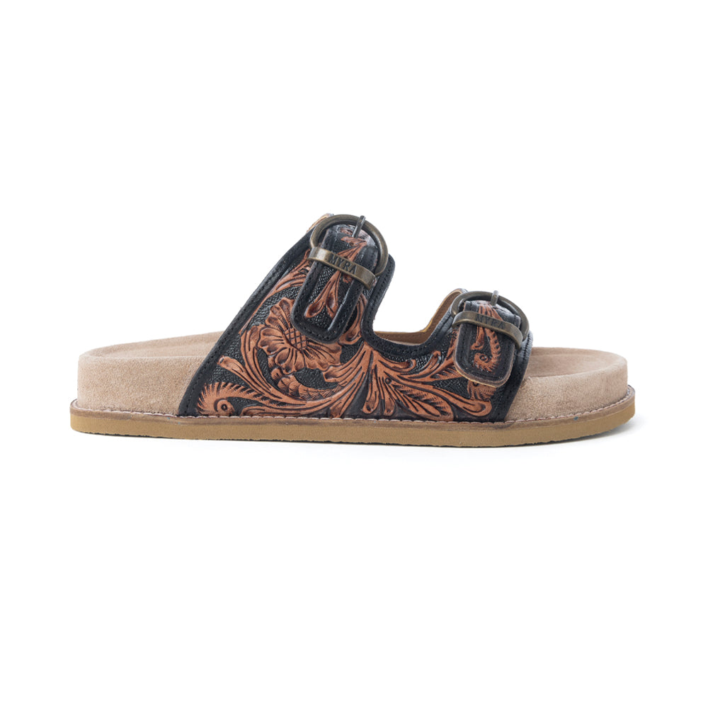 Sandales en cuir ciselé Myra Canyon Ember, marron bronzé