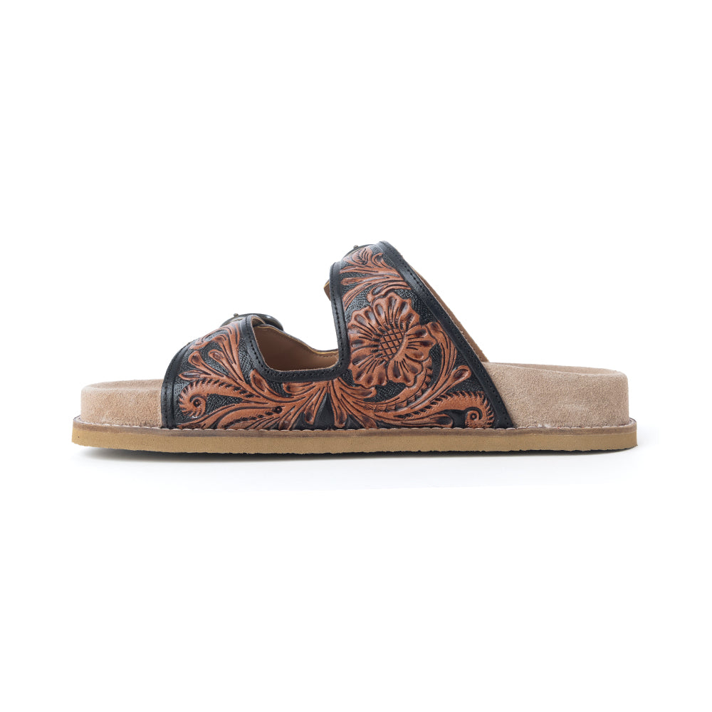 Sandales en cuir ciselé Myra Canyon Ember, marron bronzé