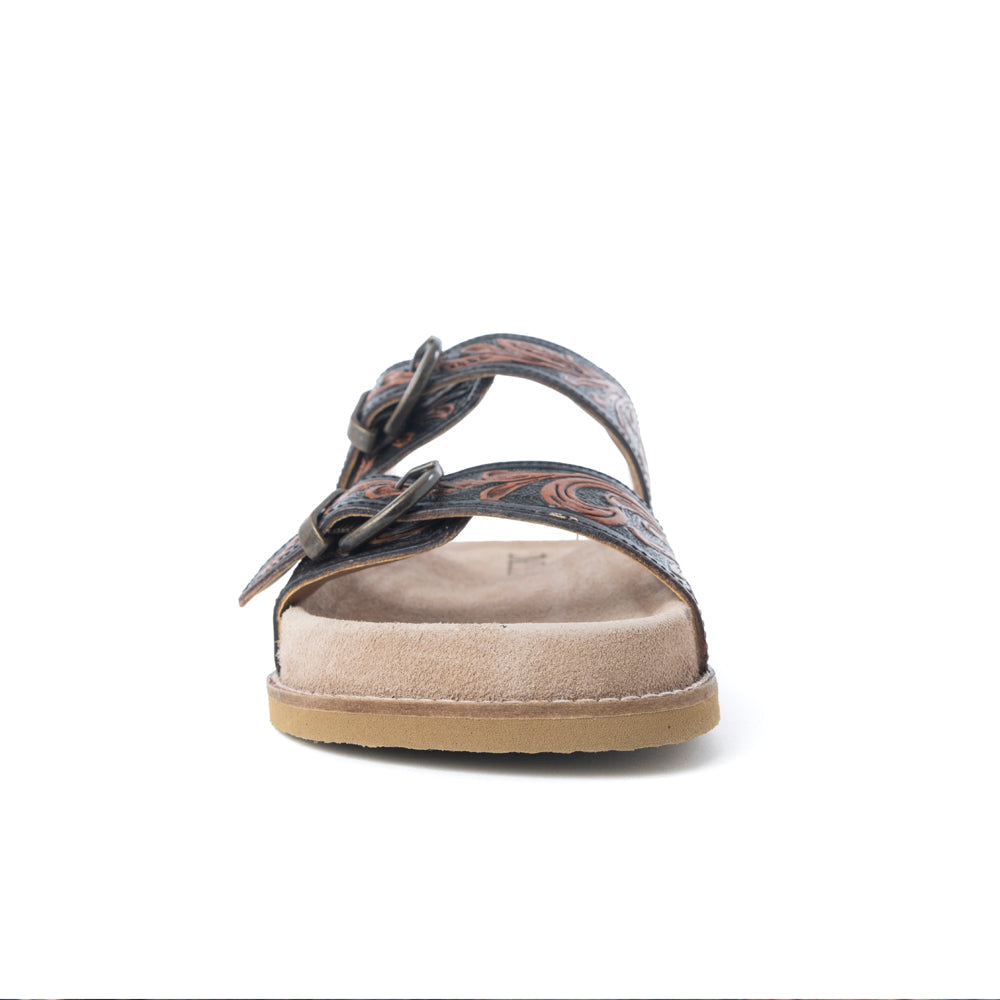 Sandales en cuir ciselé Myra Canyon Ember, marron bronzé