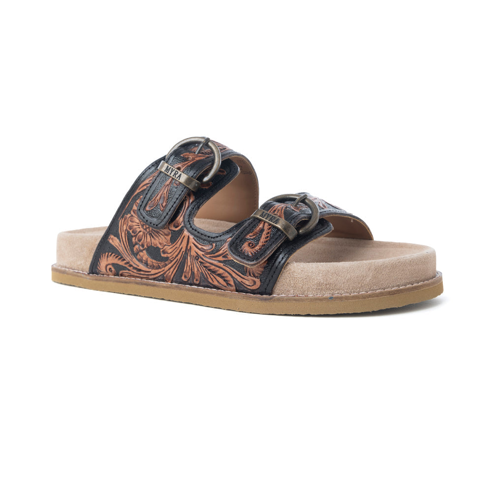 Sandales en cuir ciselé Myra Canyon Ember, marron bronzé