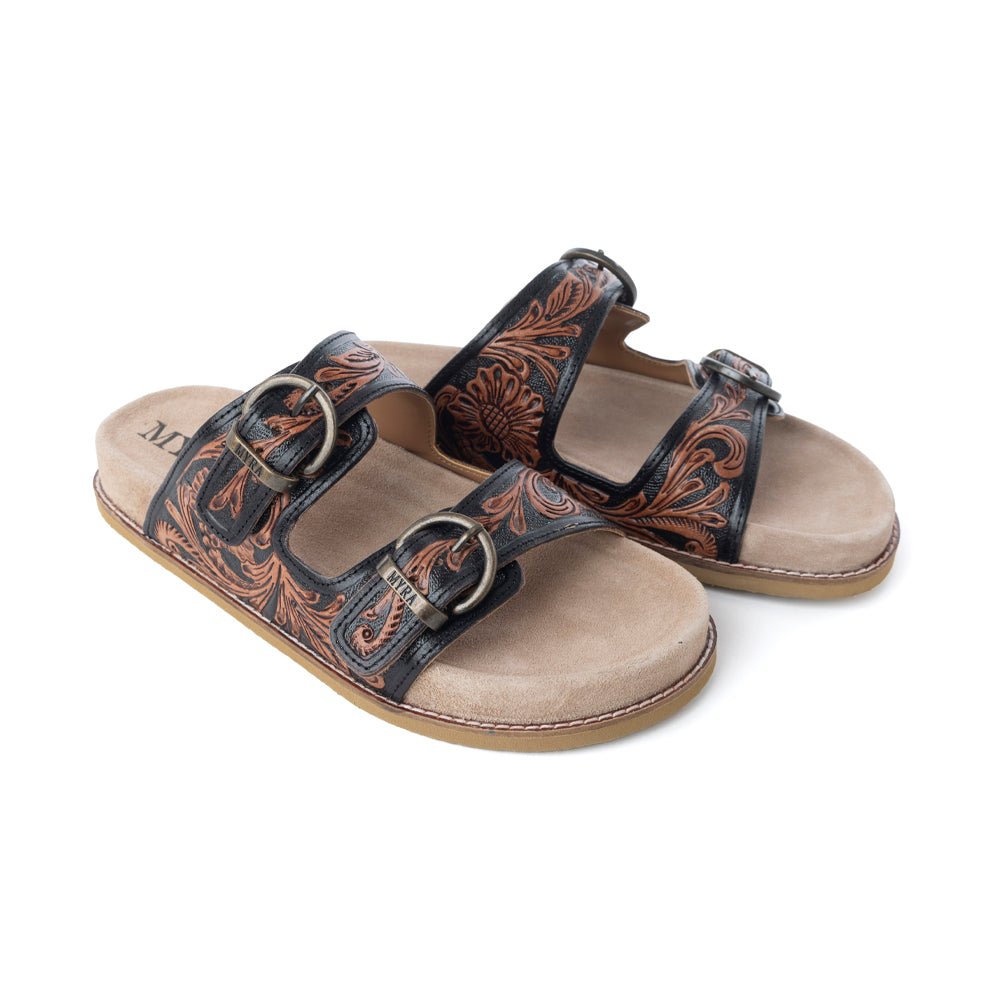 Sandales en cuir ciselé Myra Canyon Ember, marron bronzé
