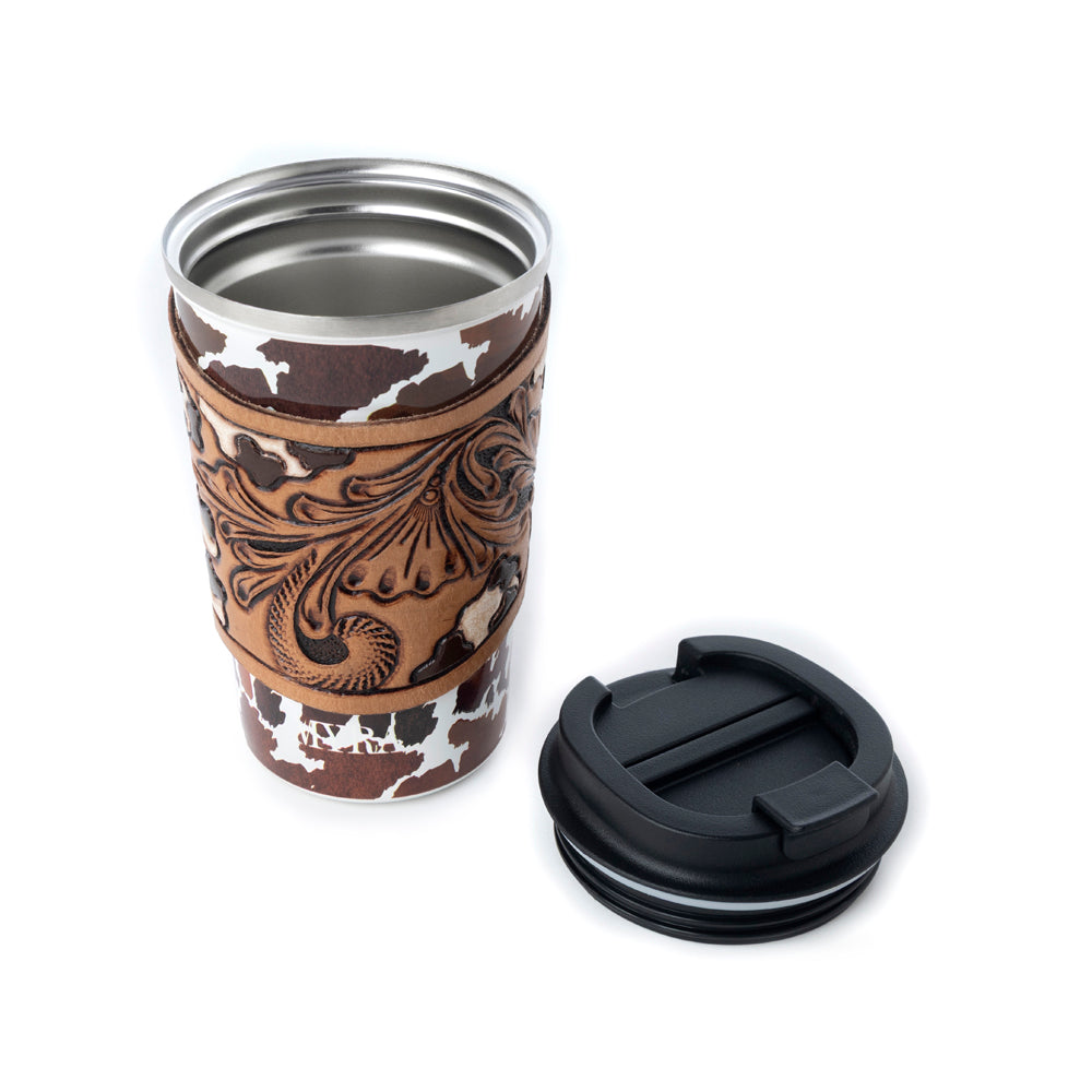 Mug en acier inoxydable Western Trail Brew, imprimé léopard marron