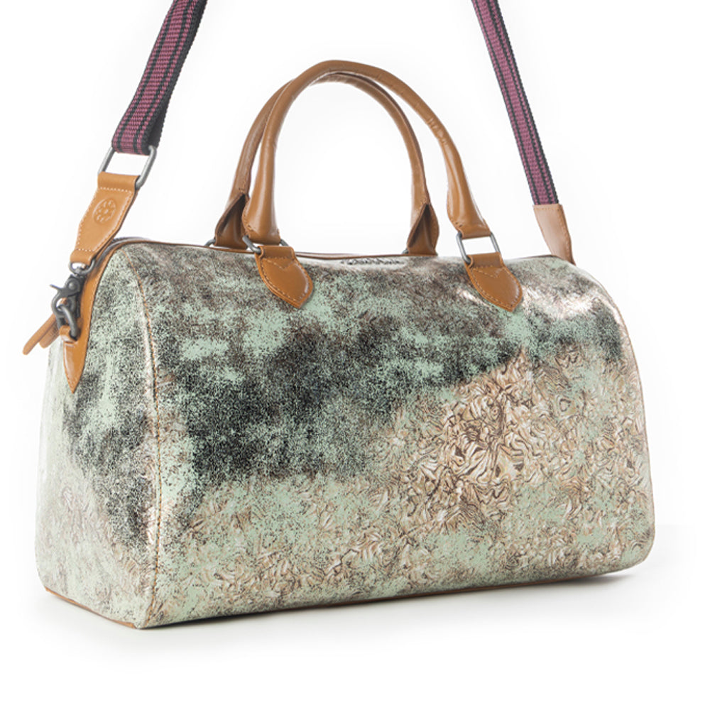 Sac polochon en cuir à imprimé serpent Echo de Myra Ranger pour homme, coloris sauge délavée