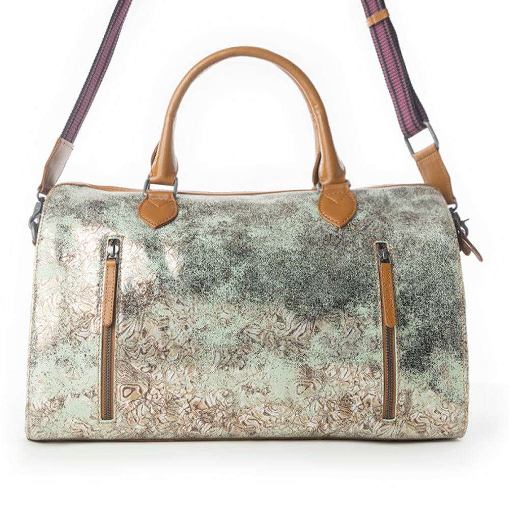 Sac polochon en cuir à imprimé serpent Echo de Myra Ranger pour homme, coloris sauge délavée