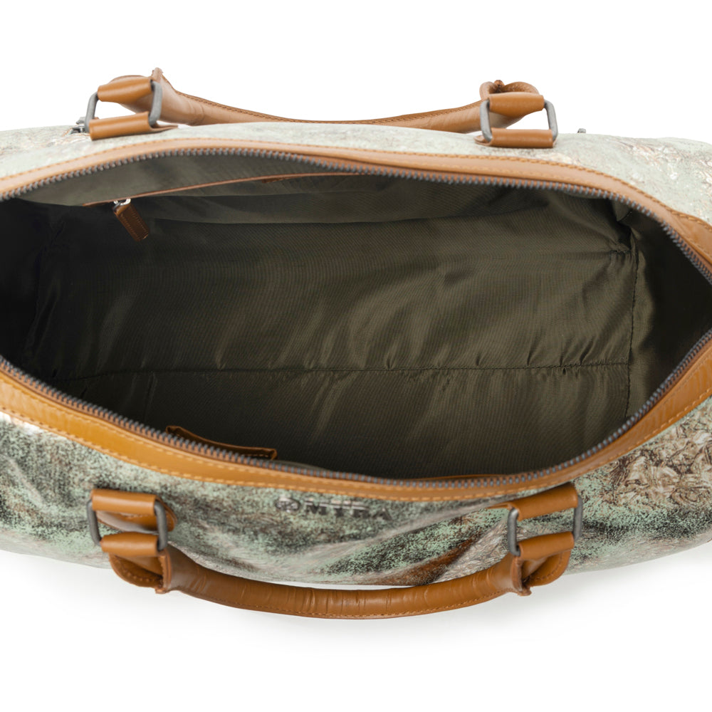 Sac polochon en cuir à imprimé serpent Echo de Myra Ranger pour homme, coloris sauge délavée