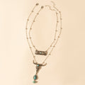 Collier superposé Myra Twin Horn en turquoise