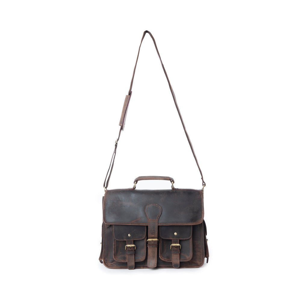 Sacoche d'ordinateur portable en cuir Myra Dust Creek modèle Saddle Ember
