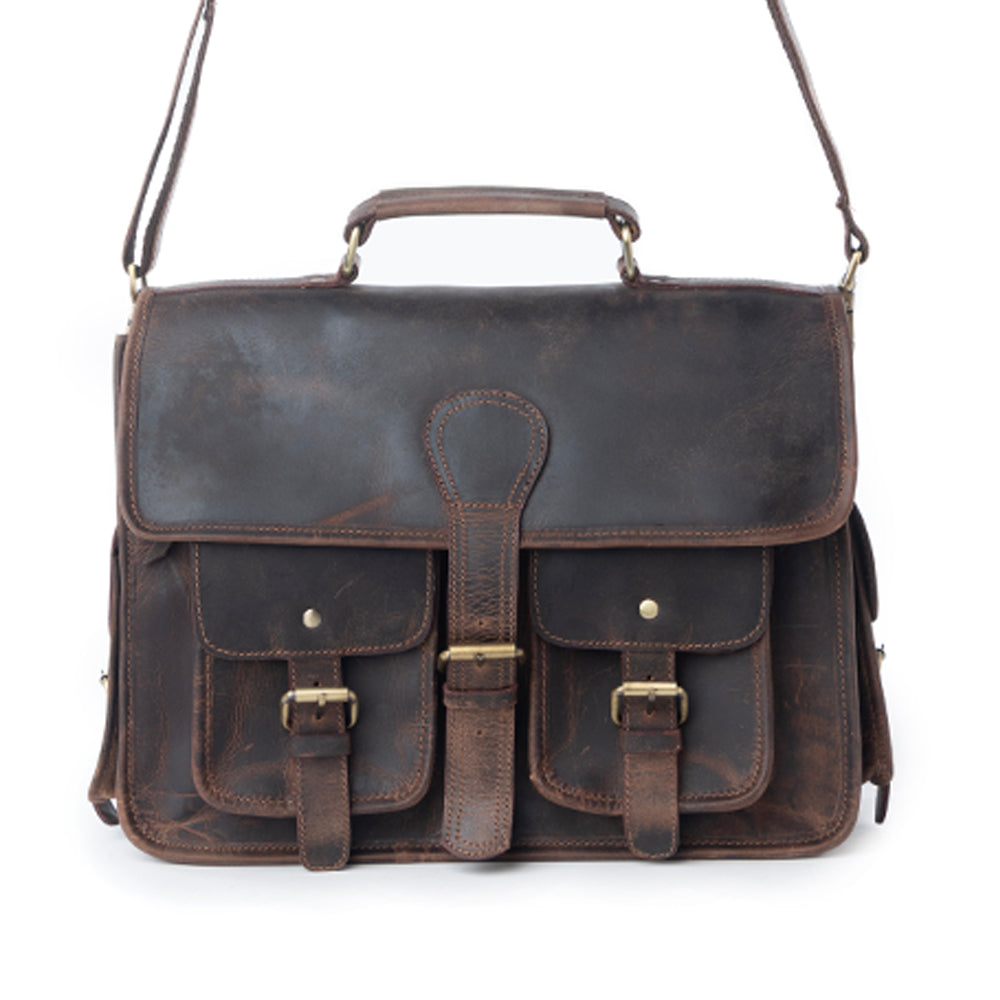 Sacoche d'ordinateur portable en cuir Myra Dust Creek modèle Saddle Ember
